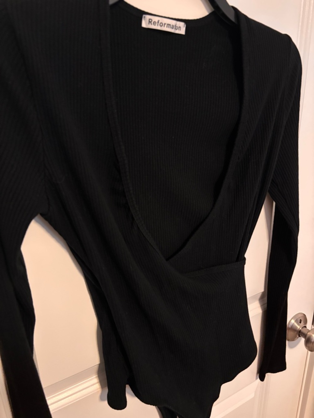 Reformation Becky Long Sleeve Black Bodysuit - Picture 3 of 7